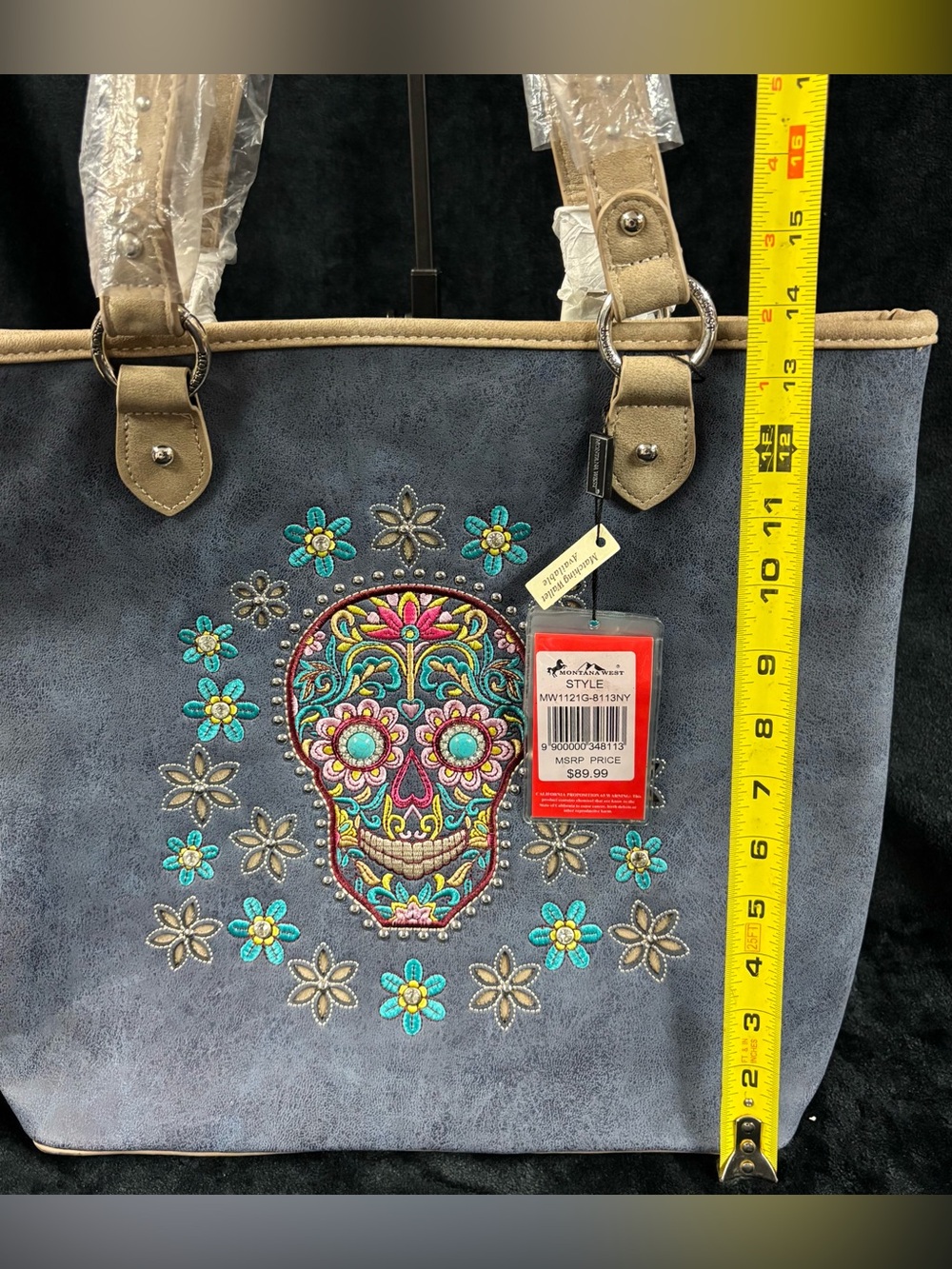 Montana West Sugar Skull Embroidered Tote Bag NWT Western Bling - Picture 10 of 16